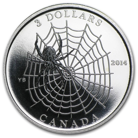2014 Canada 1/4 oz Silver $3 Animal Architects Spider & Web 2014 Canada 1/4 oz Silver $3 Animal Architects Spider & Web